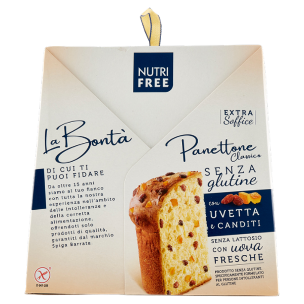 Nutrifree Panettone Classico Senza glutine con Uvetta e Canditi Senza Lattosio 600 g