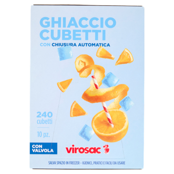 virosac Ghiaccio Cubetti con Chiusura Automatica 240 cubetti 10 pz