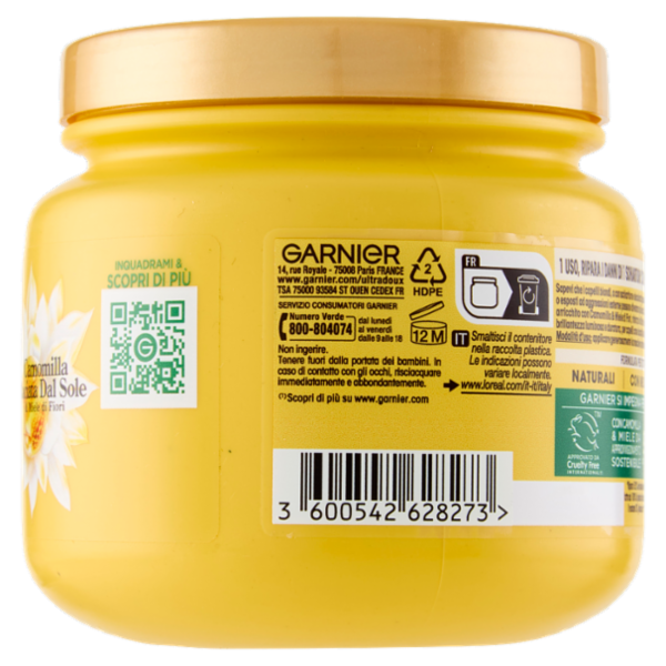 Garnier Ultra Dolce Hair Remedy Maschera Illuminante Riparatrice, per Capelli Biondi, 340 ml