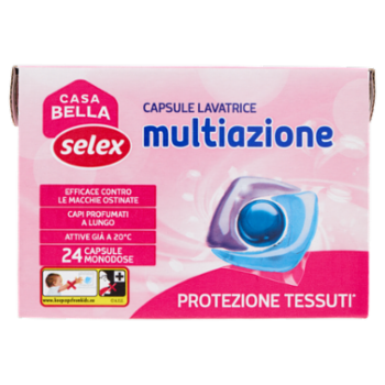 Selex Casa Bella Detersivo Lavatrice Liquido Multiazione Protezione Tessuti 24 Capsule Idrosolubili