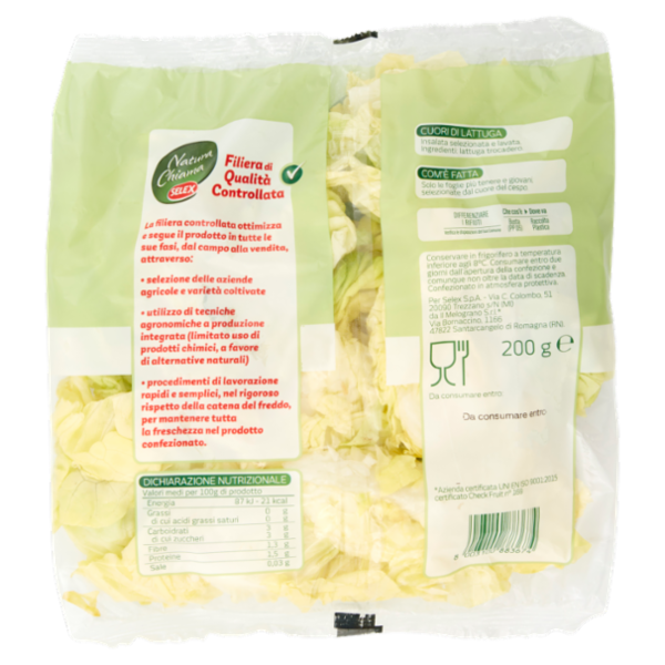 Selex Natura Chiama Cuori di Lattuga Lavati e Pronti per il Consumo 200 g