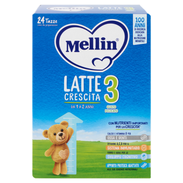 MELLIN 3 - Latte Crescita in Polvere, Fonte di Ferro e Iodio, dal 12° al 24° mese, 770g