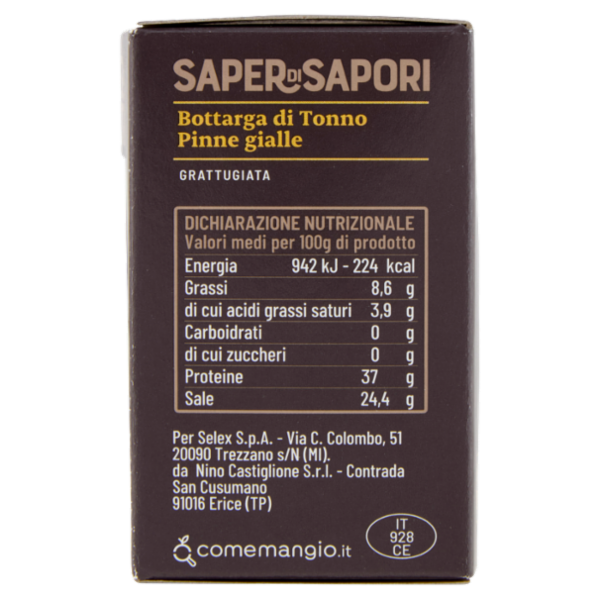 Selex Saper di Sapori Bottarga di Tonno Pinne gialle Grattugiata 42 g