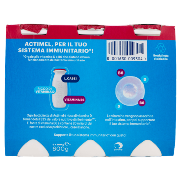 ACTIMEL, Yogurt da Bere con Vit B6 e D per il Sistema Immunitario, gusto Melograno, 6X100G