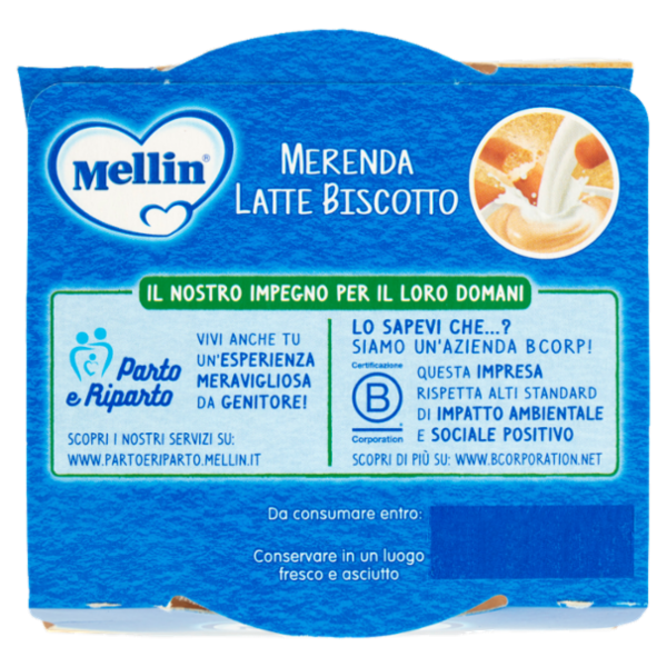 MELLIN Merenda Latte e Biscotto al cucchiaio 2 x 100 g