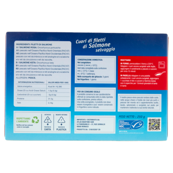 Buon Vento Cuori di filetti di Salmone selvaggio 250 g