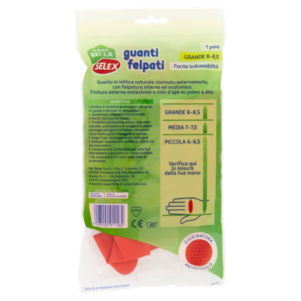 Selex Casa Bella Guanti Felpati Misura Grande (8-8,5)