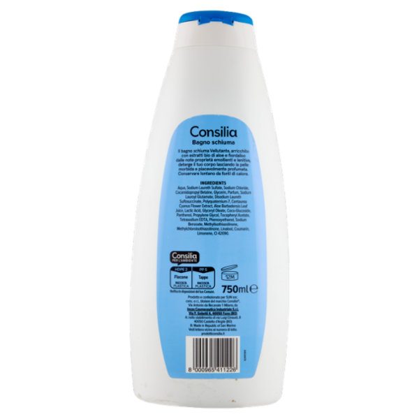 Consilia Bagno Schiuma Vellutante Aloe e Fiordaliso 750 ml