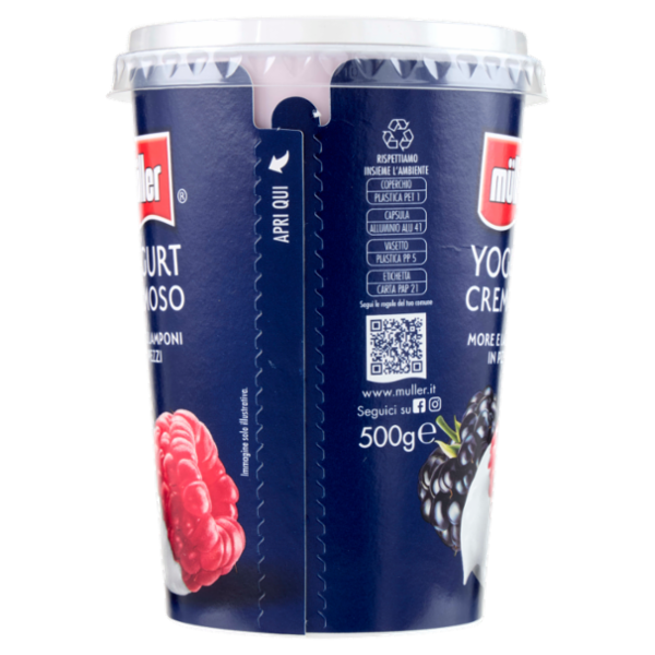 müller Yogurt Cremoso More e Lamponi in Pezzi 500 g