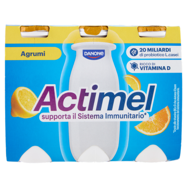 ACTIMEL, Yogurt da Bere con Vit B6 e D per il Sistema Immunitario, gusto Agrumi, 6X100g