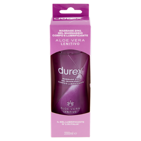 Durex Massage 2 in 1, Gel Lubrificante Intimo a Base Acqua e Gel per Massaggi, con Aloe Vera, 200 ml