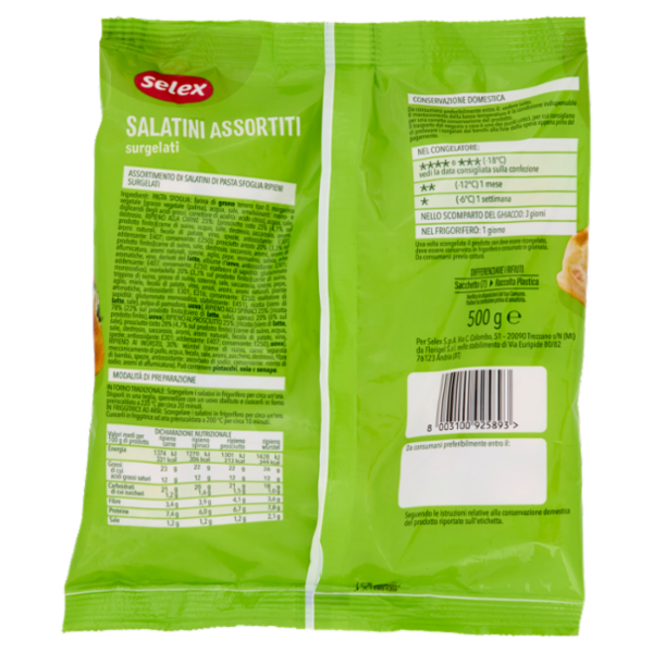 Selex Salatini Rustici Misti di Pasta Sfoglia Ripieni Surgelati 500 g