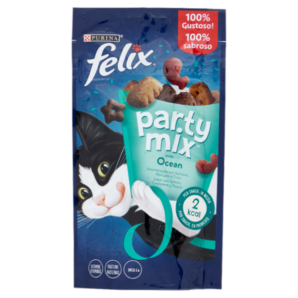 FELIX Party Mix Snacks Ocean Aromatizzato con Salmone, Merluzzo e Trota 60 g