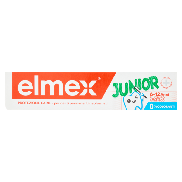 elmex Junior dentifricio bimbi, bambini 6-12 anni, 75ml
