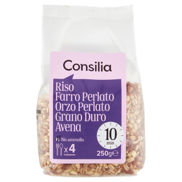 Consilia Cereali Secchi Misto Riso Thai, Farro Perlato, Orzo Perlato, Avena e Grano Duro 250 g