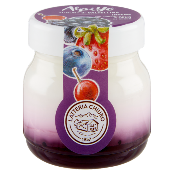AlpiYò Yogurt di Valtellina Intero con confettura extra di Frutti di Bosco 125 g