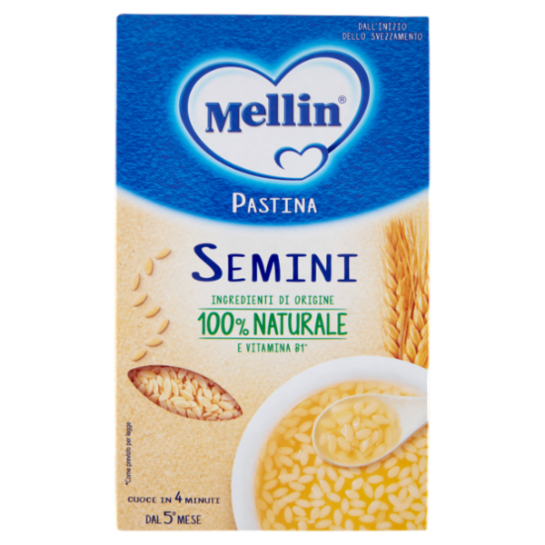 MELLIN Pastina 100% Naturale Semini con farina Grano Tenero 320 g
