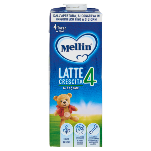 MELLIN 4 - Latte di Crescita Liquido, dal 24° mese compiuto al 36°, Fonte di Ferro, 1L