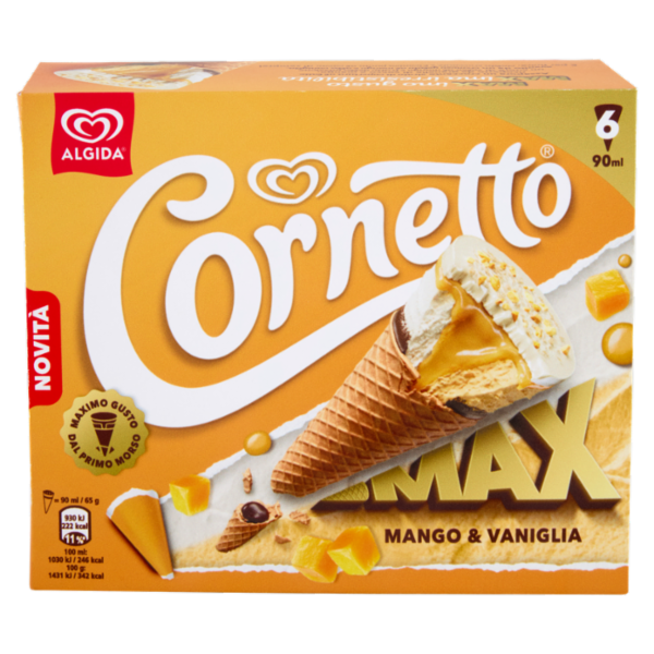 Cornetto Algida Max Mango & Vaniglia 6 Gelati 390 g