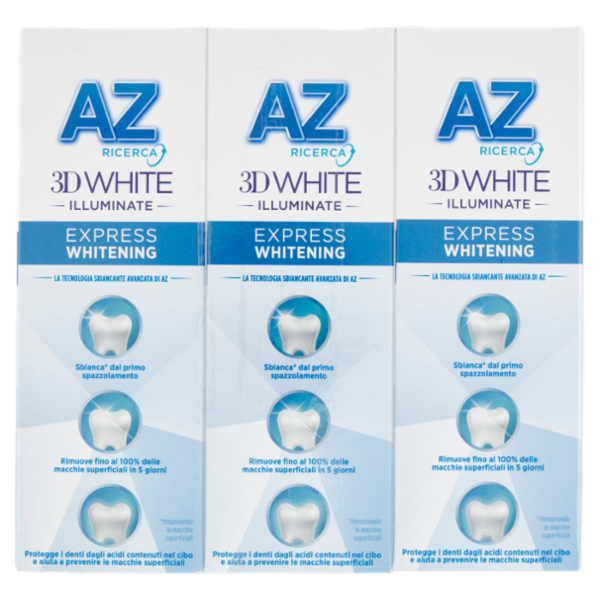 AZ Ricerca Dentifricio 3D White Illuminate Express Whitening Bianco Fresh 3 x 50 ml