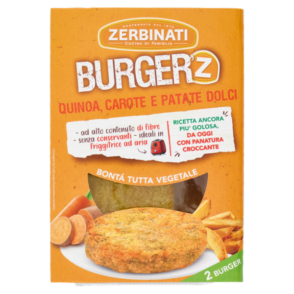 Zerbinati Burger'Z Quinoa, Carote e Patate Dolci 2 x 80 g