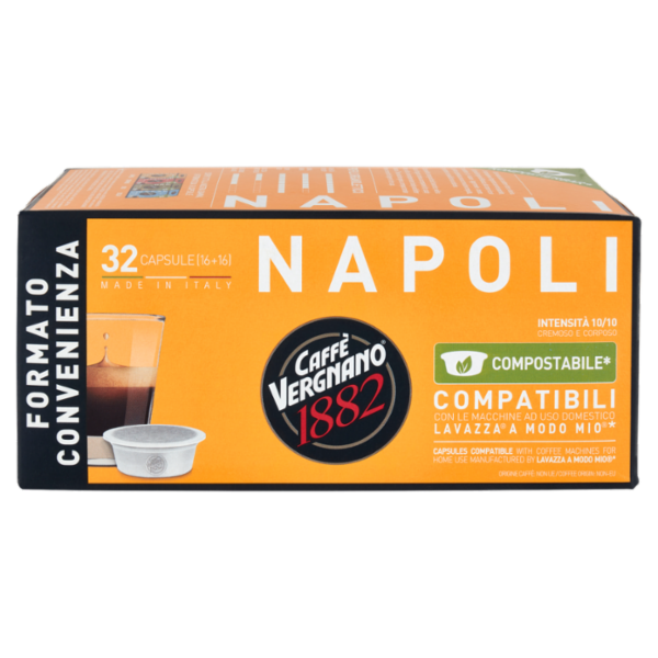 Caffè Vergnano 1882 Napoli Compostabile** Capsule Compatibili Lavazza a Modo Mio* 32 x 7,5 g