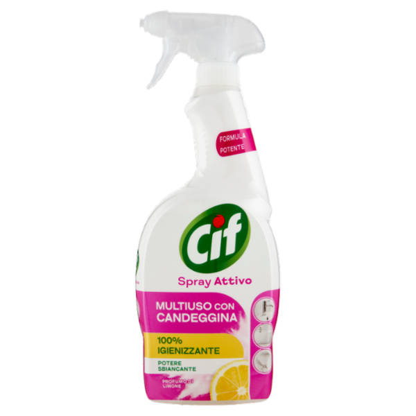Cif Spray Attivo Multiuso con Candeggina Profumo di Limone 650 ml