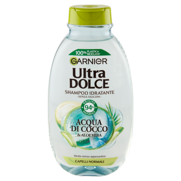 Garnier Shampoo Ultra Dolce Acqua di Cocco e Aloe Vera, Idrata i Capelli senza Appesantire, 250 ml