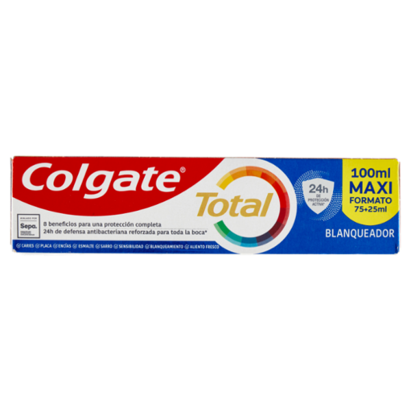 Colgate dentifricio sbiancante Total Whitening 24h di protezione attiva 100 ml