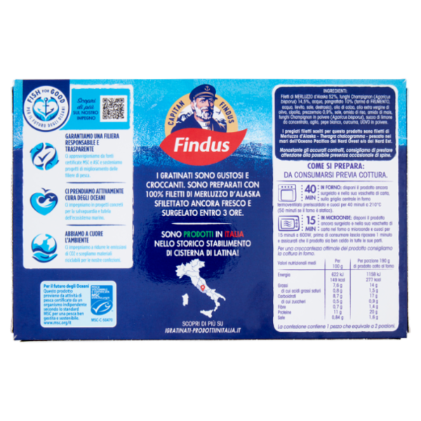 Capitan Findus I Gratinati Merluzzo con Funghi Champignon 380 g