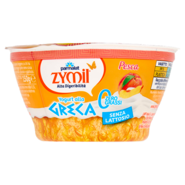 ZYMIL Alta Digeribilità Senza Lattosio Yogurt alla Greca Zero Grassi Pesca 150g
