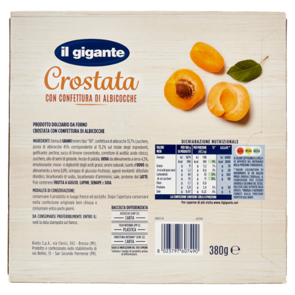 IL GIGANTE Crostata con Confettura di Albicocche 380 g