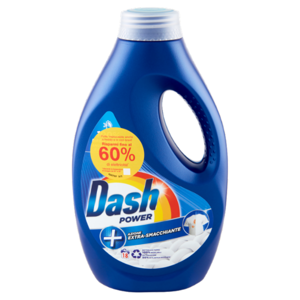 Dash Power Detersivo Liquido Lavatrice, Azione Extra-Smacchiante, 18 Lavaggi 900 ml