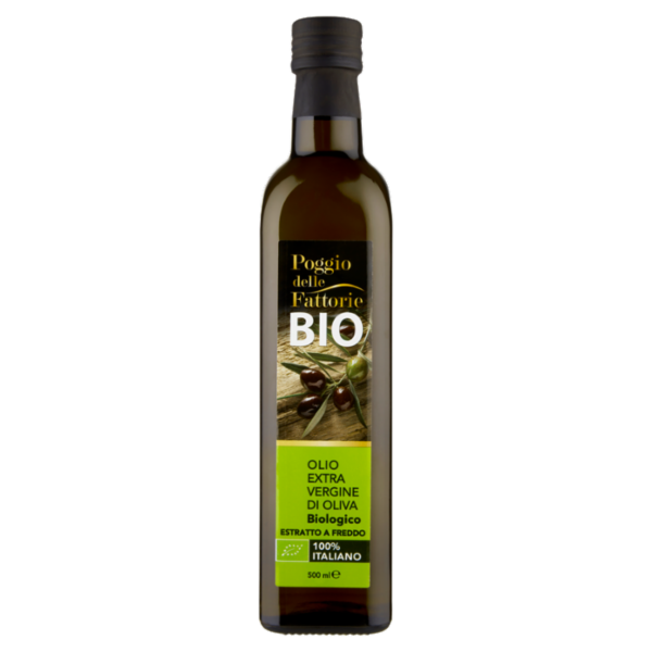 Poggio delle Fattorie Bio Olio Extra Vergine di Oliva Biologico 100% Italiano 500 ml