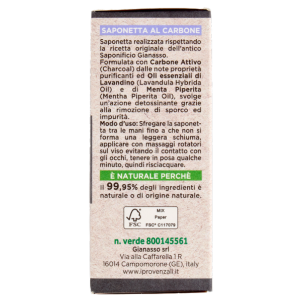 I Provenzali Saponetta Vegetale Carbone Detox 100 g