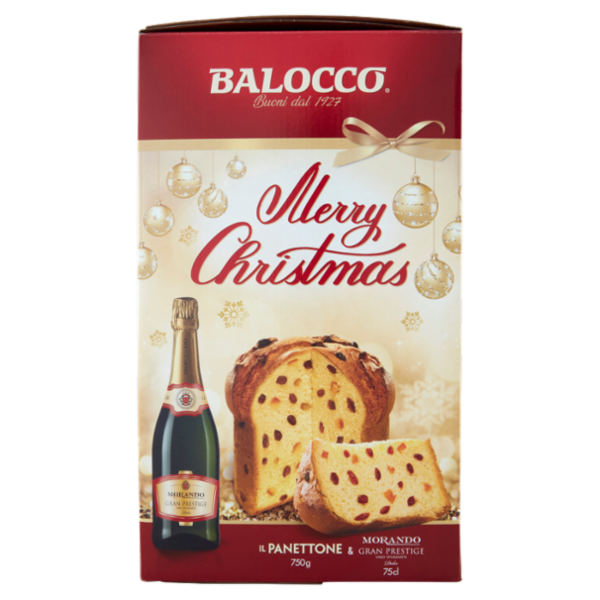 Balocco Merry Christmas il Panettone 750 g & Morando Gran Prestige Vino Spumante Dolce 75 cl
