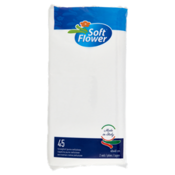 Soft Flower Tovaglioli Pura Cellulosa Bianchi 40x40 Cm 45 Pz