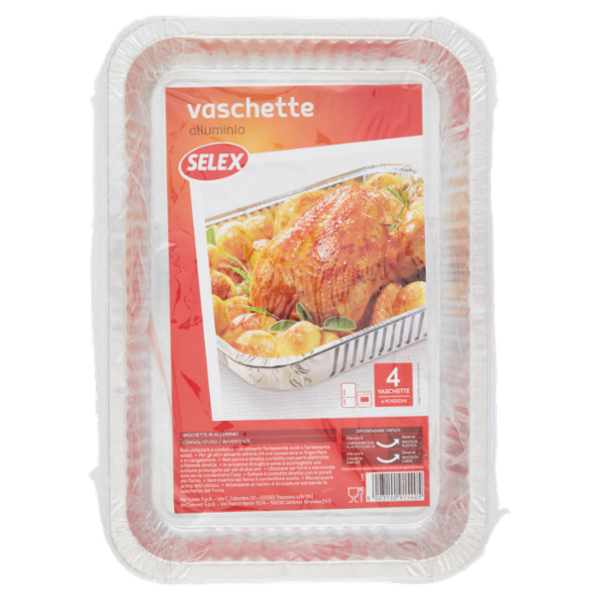 Selex Contenitore in Alluminio 31x21x4,5 cm 4 pezzi