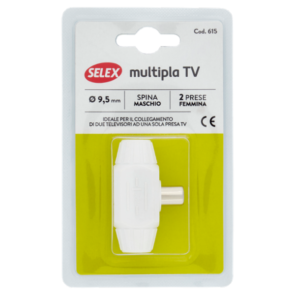 Selex Multipla Tv 1 Spina + 2 Prese Induttive Diametro 9,5 mm Bianco