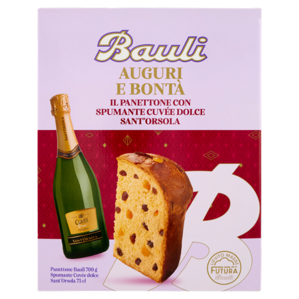 Bauli Auguri e Bontà Panettone Bauli 700 g + Spumante Cuvée dolce Sant'Orsola 75 cl