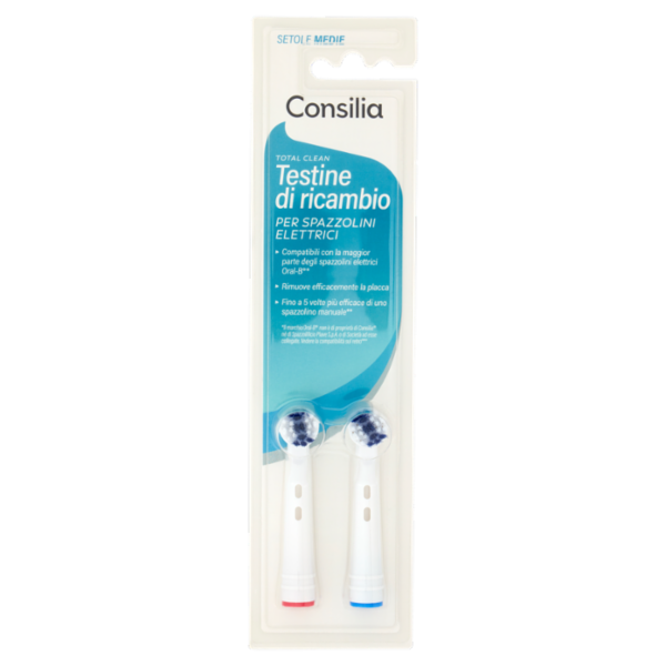 Consilia Testine per Spazzolini Elettrici Compatibili Oral-B Totale Clean 2 pezzi