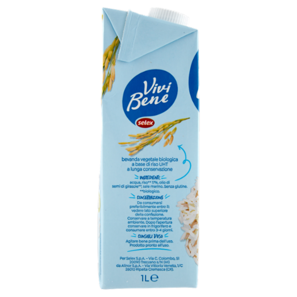Selex Vivi Bene Bevanda a Base di Riso Biologica 1 L