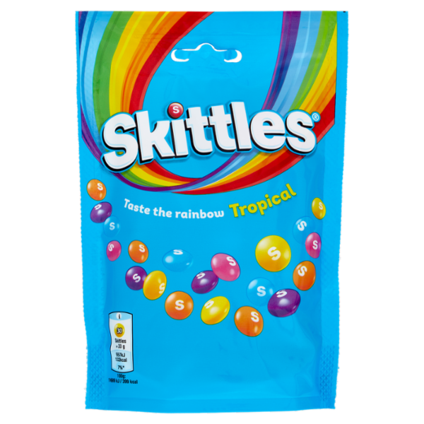 Skittles Tropical, Caramelle Assortite al Gusto di Frutta Tropicale, 136g