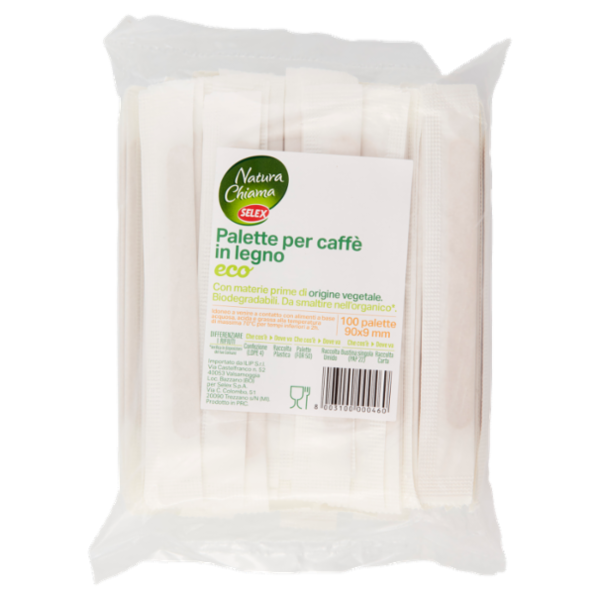 Selex Natura Chiama Palette per Caffè in Legno Biodegradabili Imbustate Singolarmente 100 pezzi