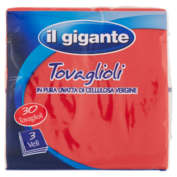 IL GIGANTE Tovaglioli rossi 3 veli 30 pz
