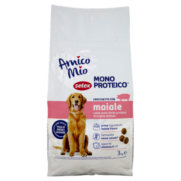 Selex Amico Mio Cane Crocchette con Maiale Mono Proteico 3 kg