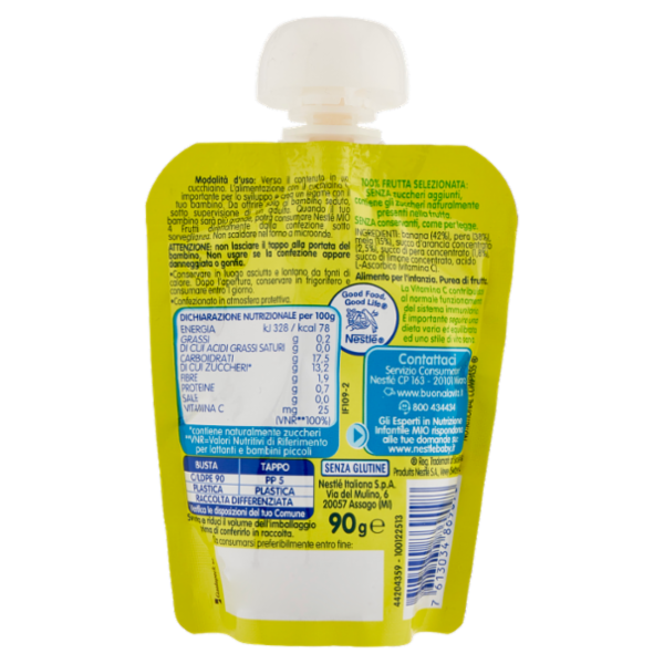 NESTLÉ MIO Merenda da spremere 4 Frutti da 6 mesi pouch 90 g