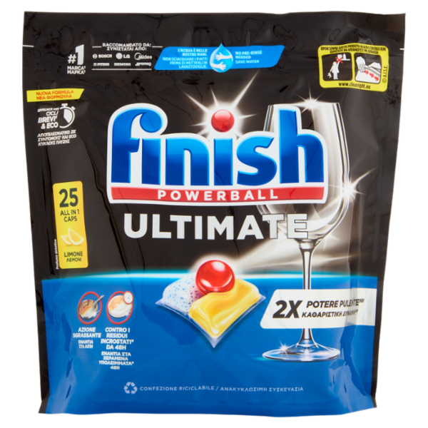 Finish Ultimate Limone pastiglie lavastoviglie 25 lavaggi 322,5 g