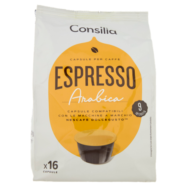 Consilia Caffè in Capsule Espresso Arabica Compatibili Dolce Gusto 16 pezzi