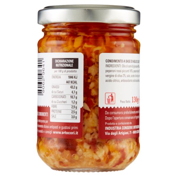 ortoCori Creme e Condimenti Aglio, Olio e Peperoncino 130 g